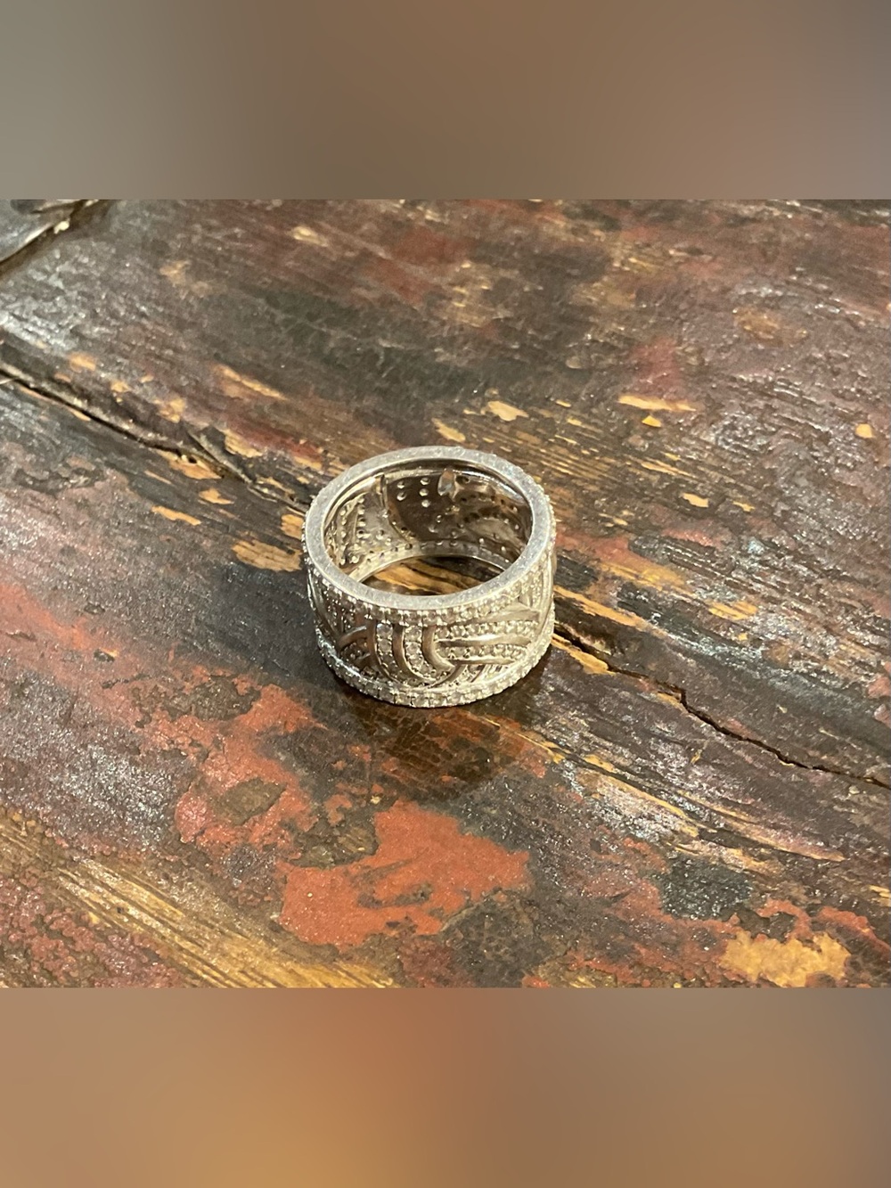 Sterling Silver Pave CZ Wide Eternity Band Ring. Awesome look!